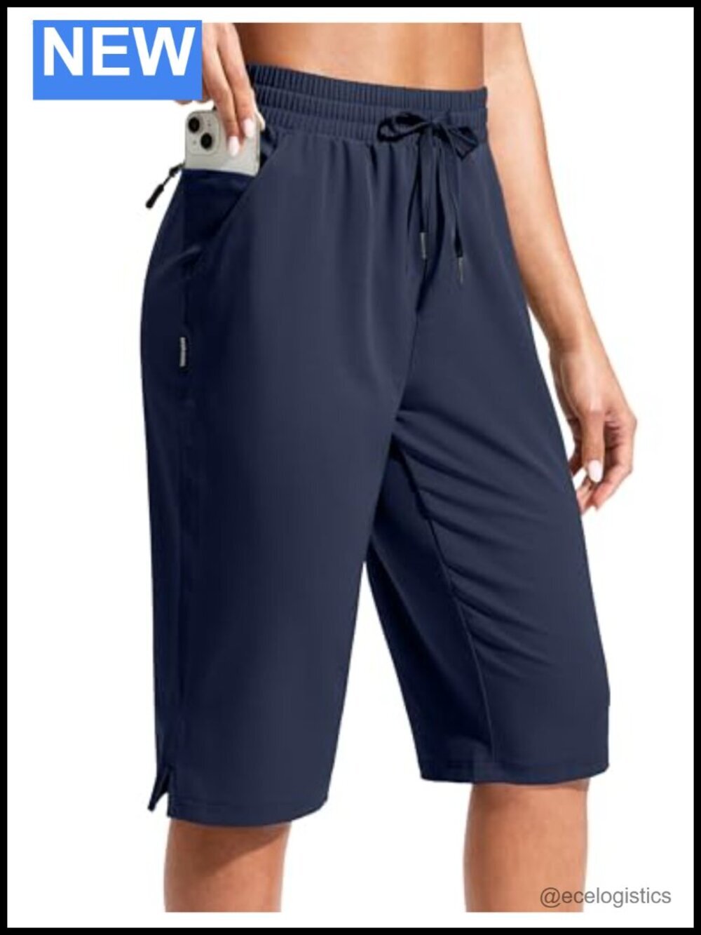 Women's 13" Long Hiking Shorts with Zipper Pockets Lightweight Quick Dry UPF 50+